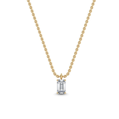 Yellow Gold / Emerald Lab Grown Diamond Solitaire Pendant