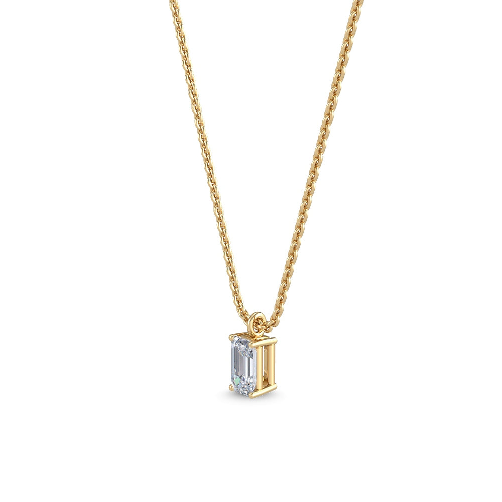 Yellow Gold / Emerald Lab Grown Diamond Solitaire Pendant