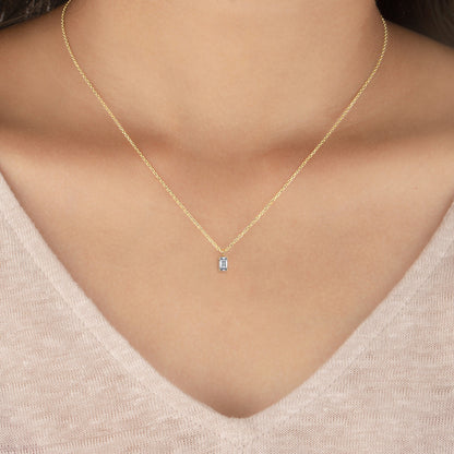 Yellow Gold / Emerald Lab Grown Diamond Solitaire Pendant