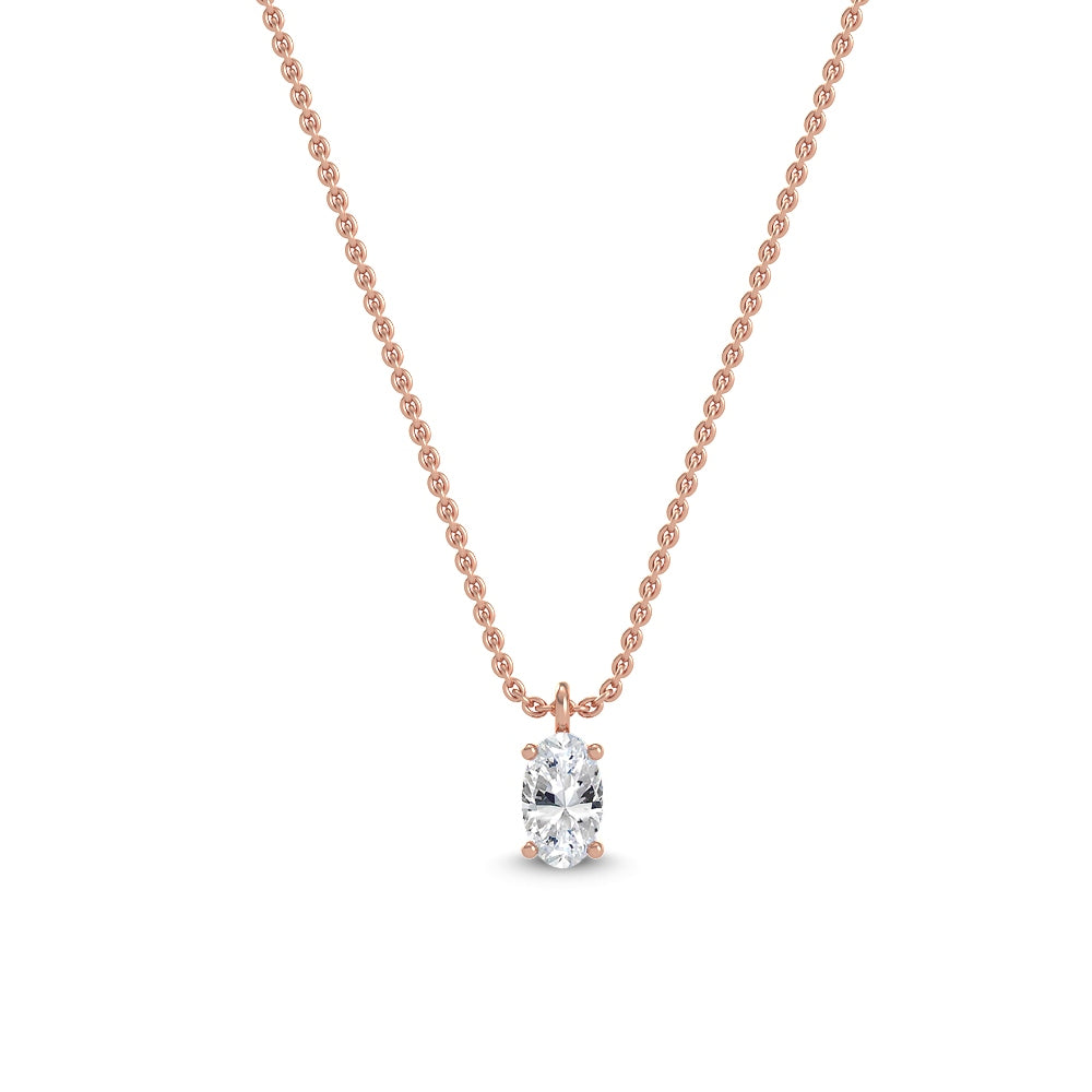 Rose Gold / Oval Lab Grown Diamond Solitaire Pendant