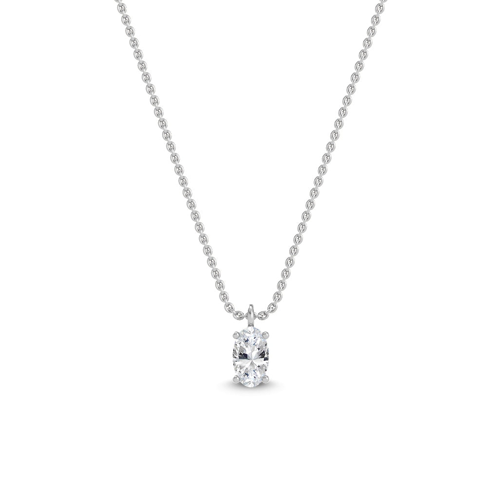 White Gold / Oval Lab Grown Diamond Solitaire Pendant