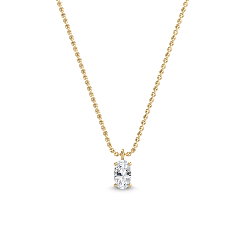 Yellow Gold / Oval Lab Grown Diamond Solitaire Pendant