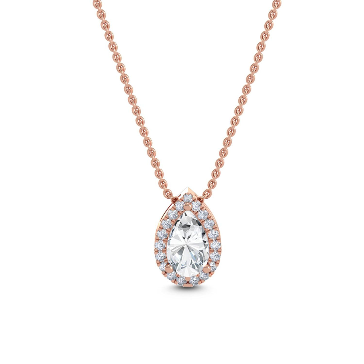 Rose Gold / 0.84ct Lab Grown Diamond Halo Pendant