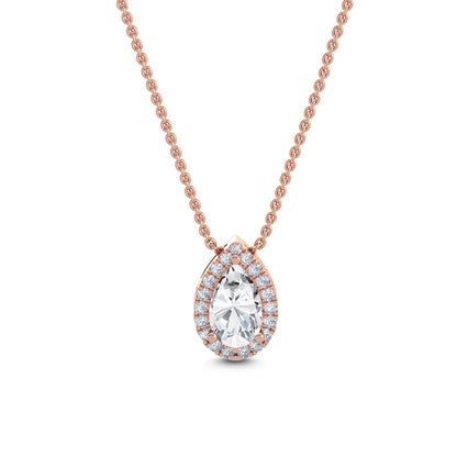 Rose Gold / 0.84ct Lab Grown Diamond Halo Pendant