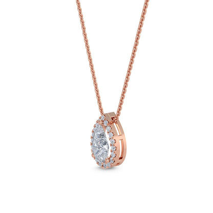 Rose Gold / 0.84ct Lab Grown Diamond Halo Pendant