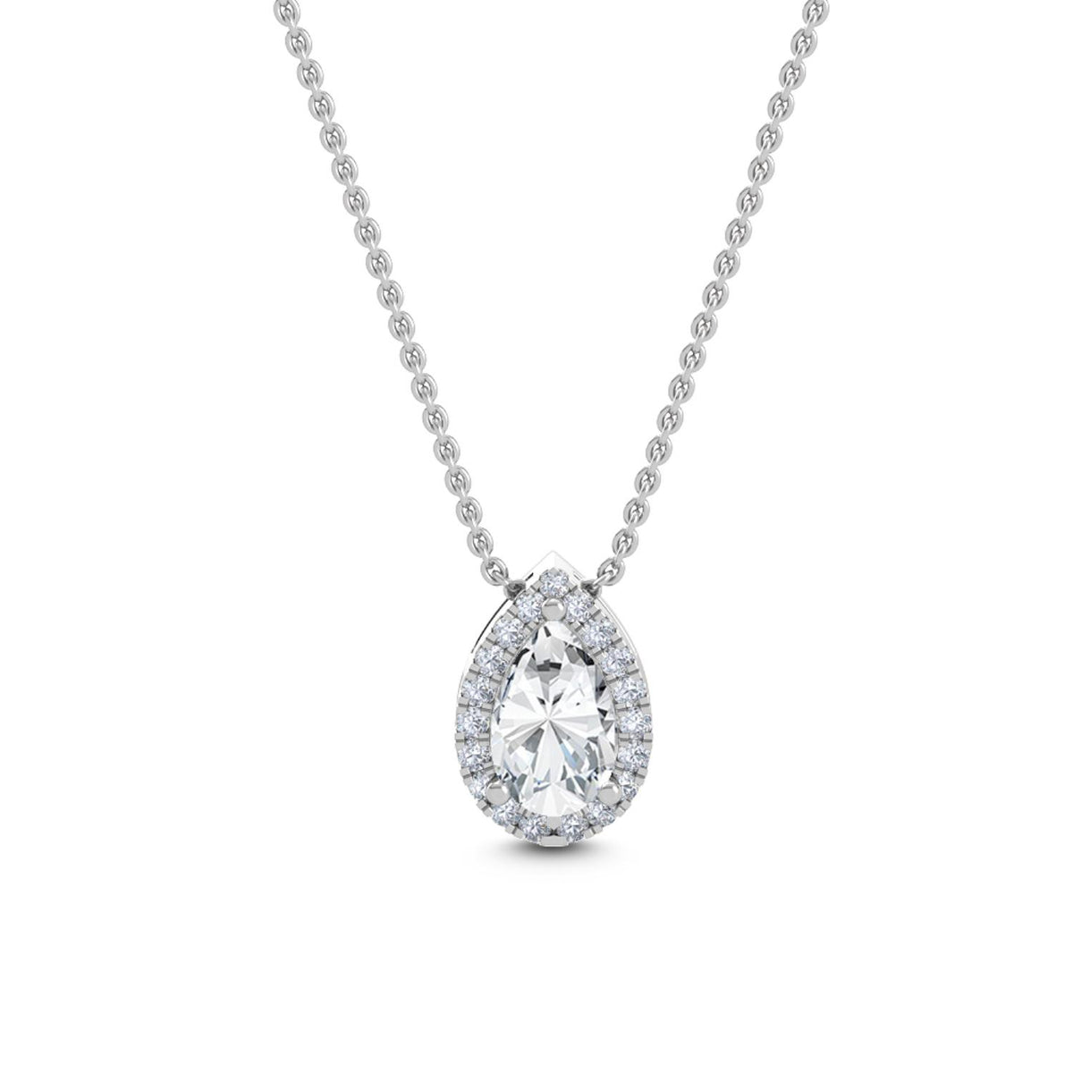 White Gold / 0.84ct Lab Grown Diamond Halo Pendant