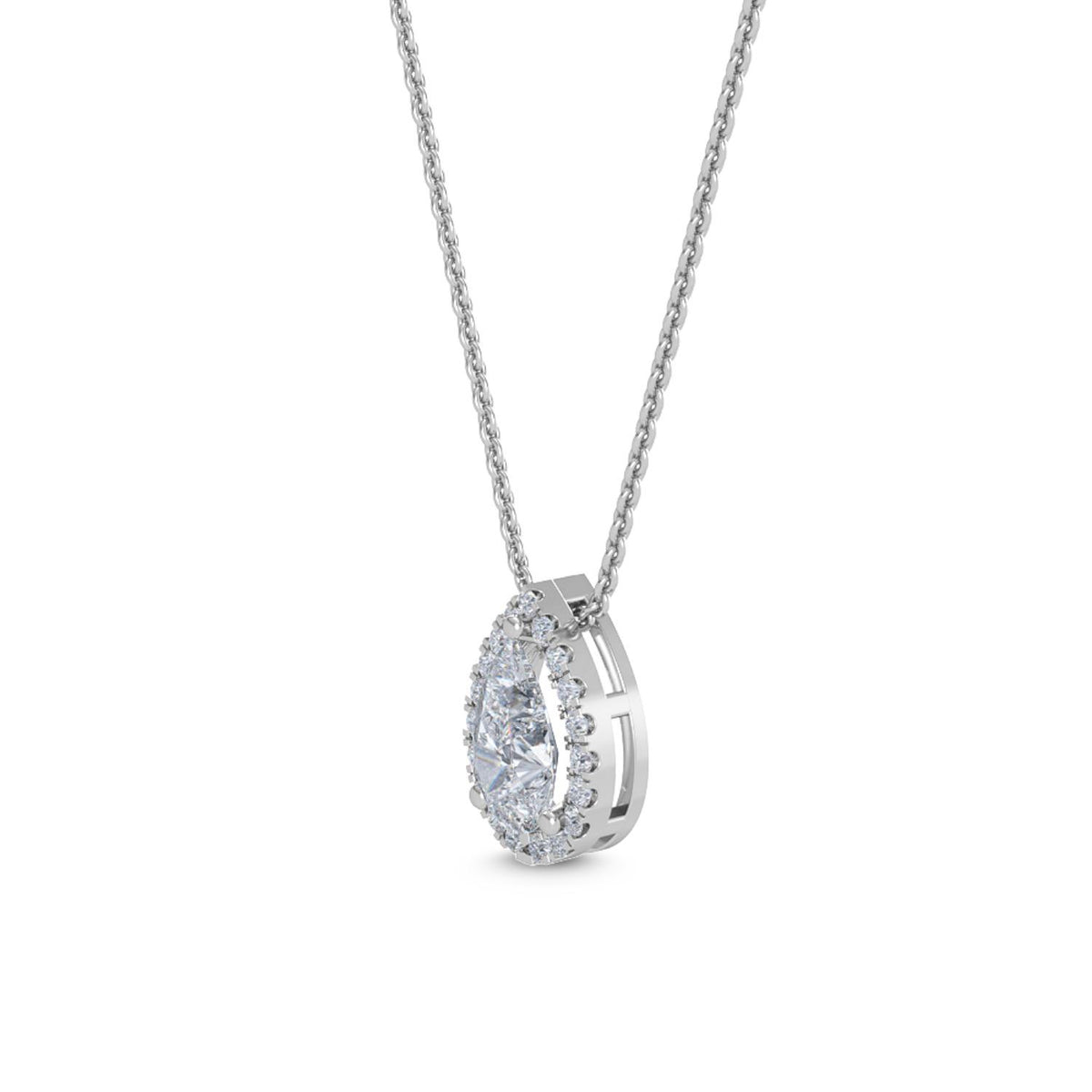 White Gold / 0.84ct Lab Grown Diamond Halo Pendant