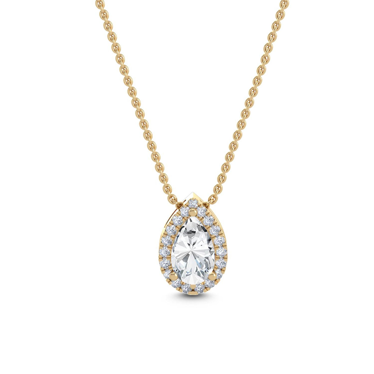 Yellow Gold / 0.84ct Lab Grown Diamond Halo Pendant