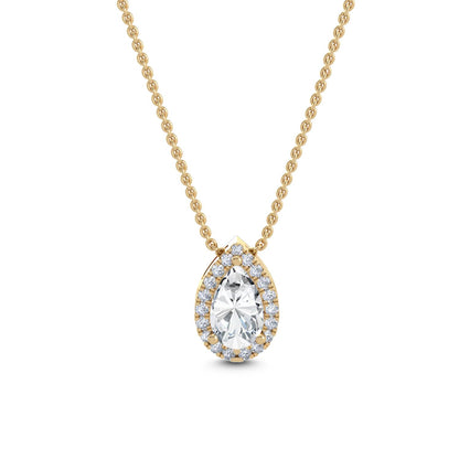 Yellow Gold / 0.84ct Lab Grown Diamond Halo Pendant