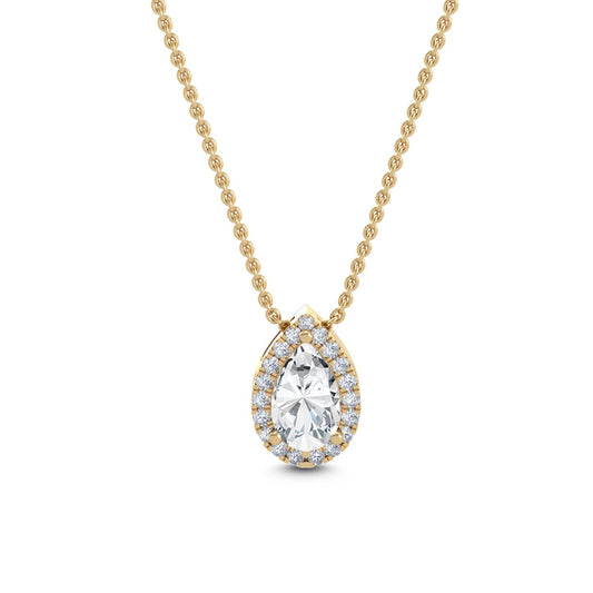 Yellow Gold / 0.84ct Lab Grown Diamond Halo Pendant