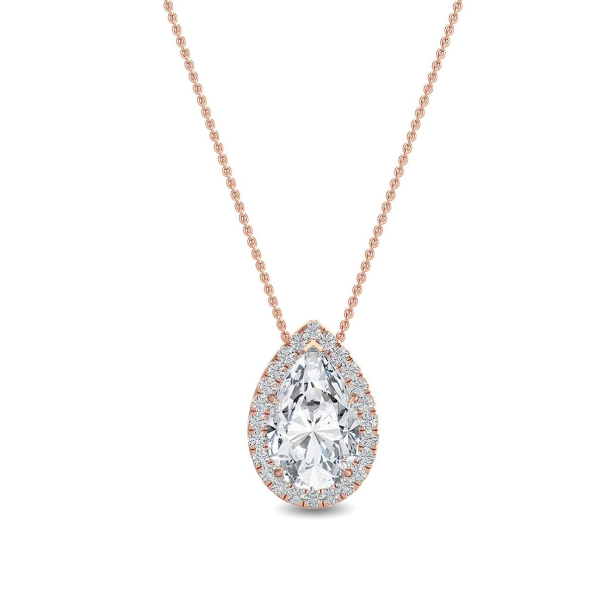 Rose Gold / 0.77ct Lab Grown Diamond Halo Pendant