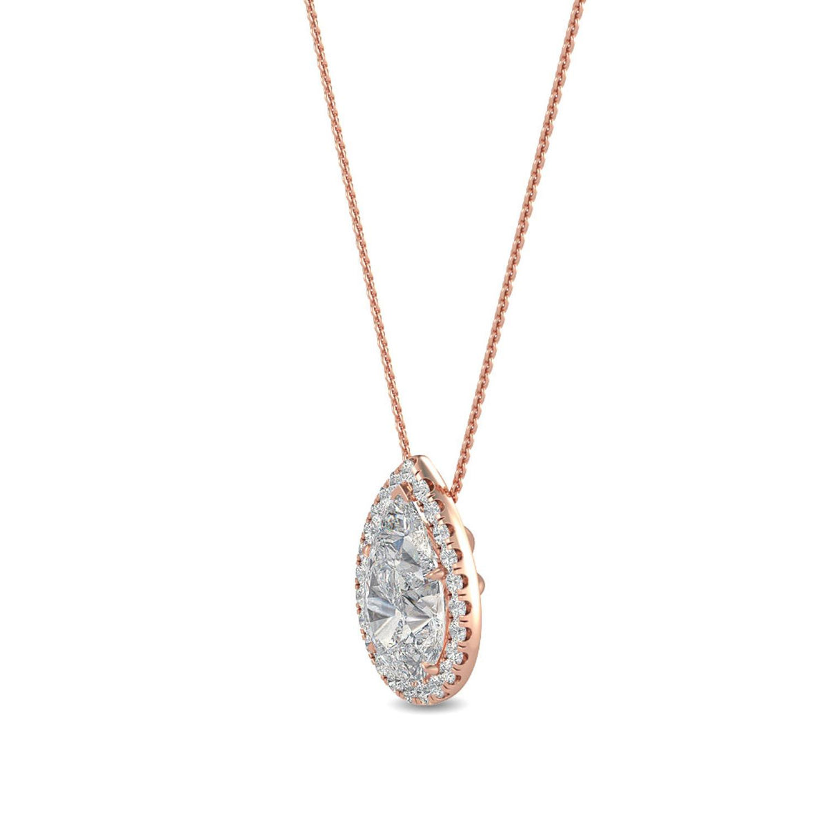 Rose Gold / 0.77ct Lab Grown Diamond Halo Pendant