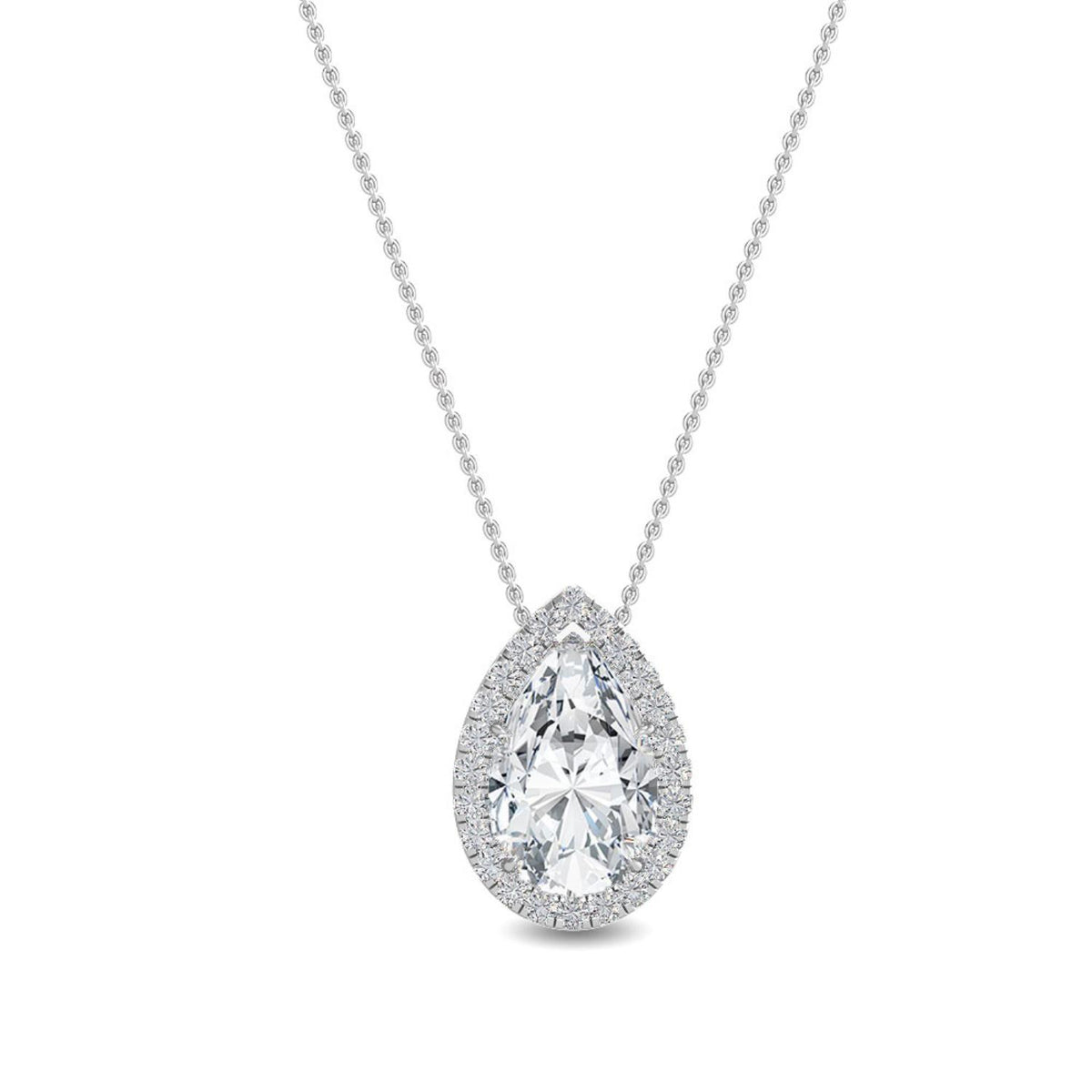 White Gold / 0.77ct Lab Grown Diamond Halo Pendant