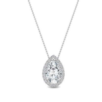 White Gold / 0.77ct Lab Grown Diamond Halo Pendant