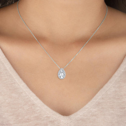 White Gold / 0.77ct Lab Grown Diamond Halo Pendant