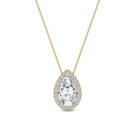 Yellow Gold / 0.77ct Lab Grown Diamond Halo Pendant