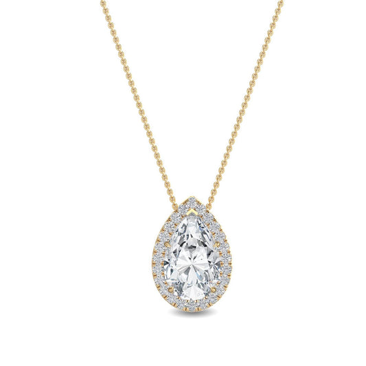 Yellow Gold / 0.77ct Lab Grown Diamond Halo Pendant