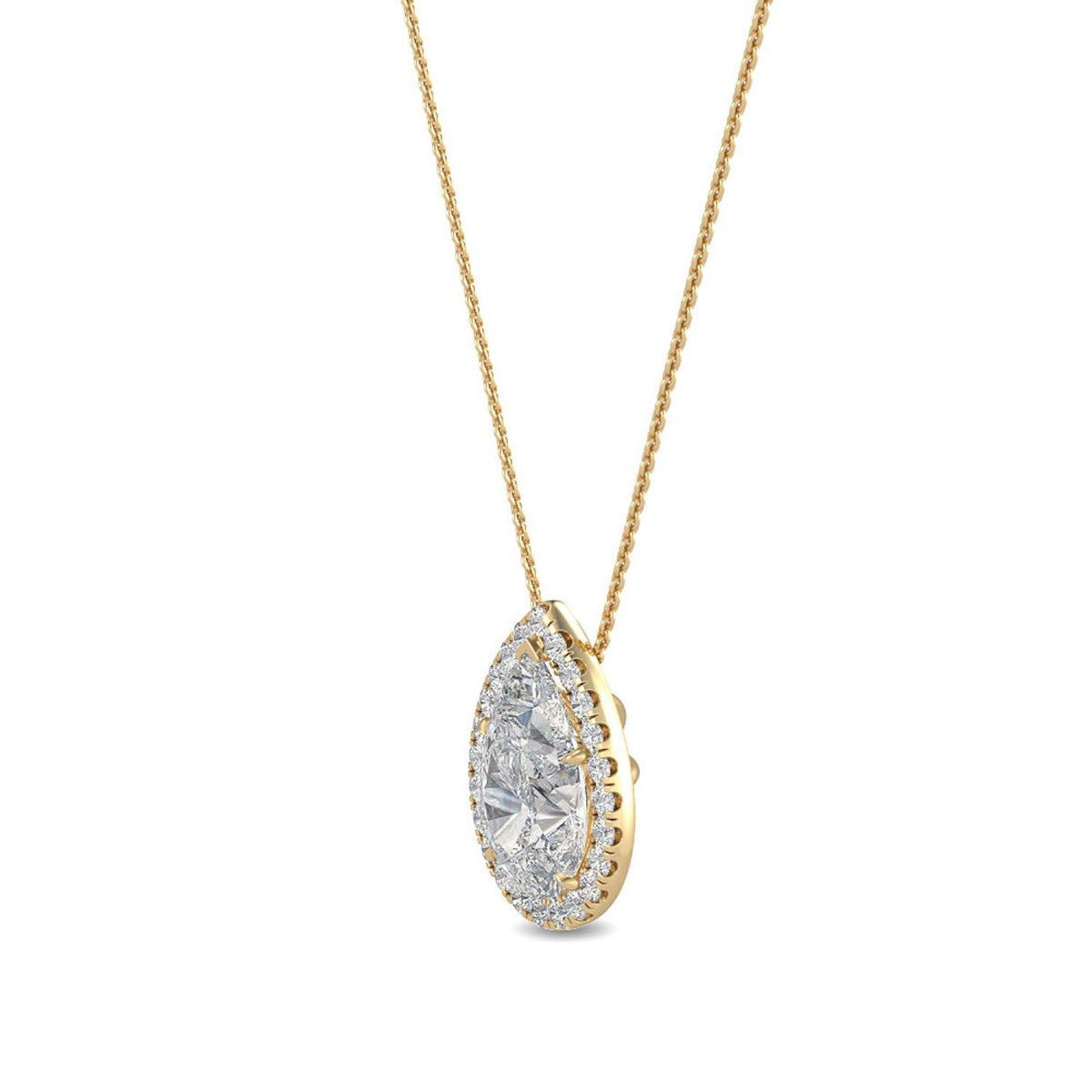Yellow Gold / 0.77ct Lab Grown Diamond Halo Pendant