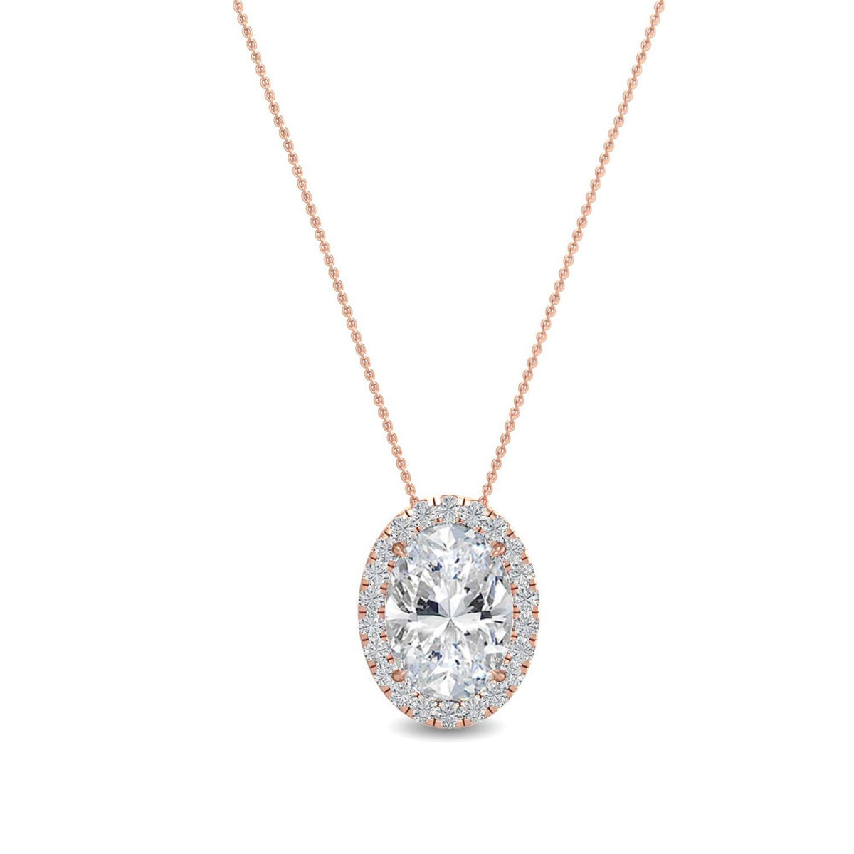 Rose Gold / 0.80ct Lab Grown Diamond Halo Pendant