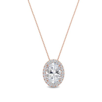 Rose Gold / 0.80ct Lab Grown Diamond Halo Pendant