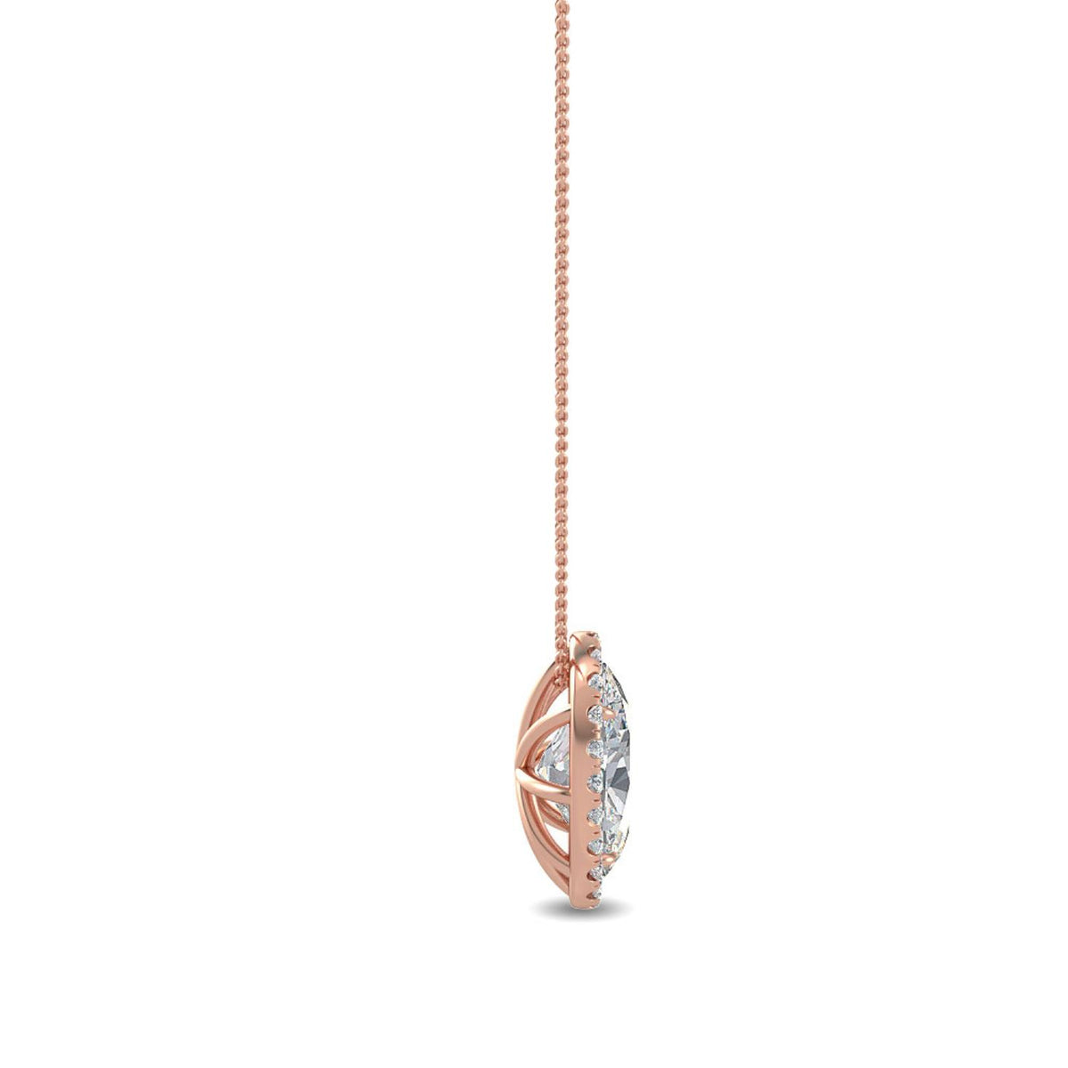 Rose Gold / 0.80ct Lab Grown Diamond Halo Pendant