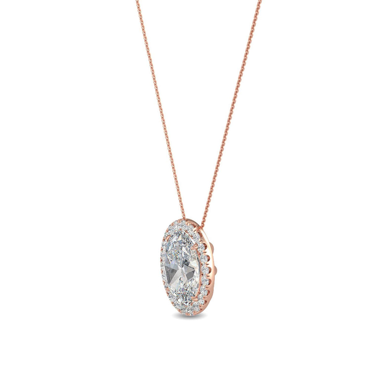 Rose Gold / 0.80ct Lab Grown Diamond Halo Pendant