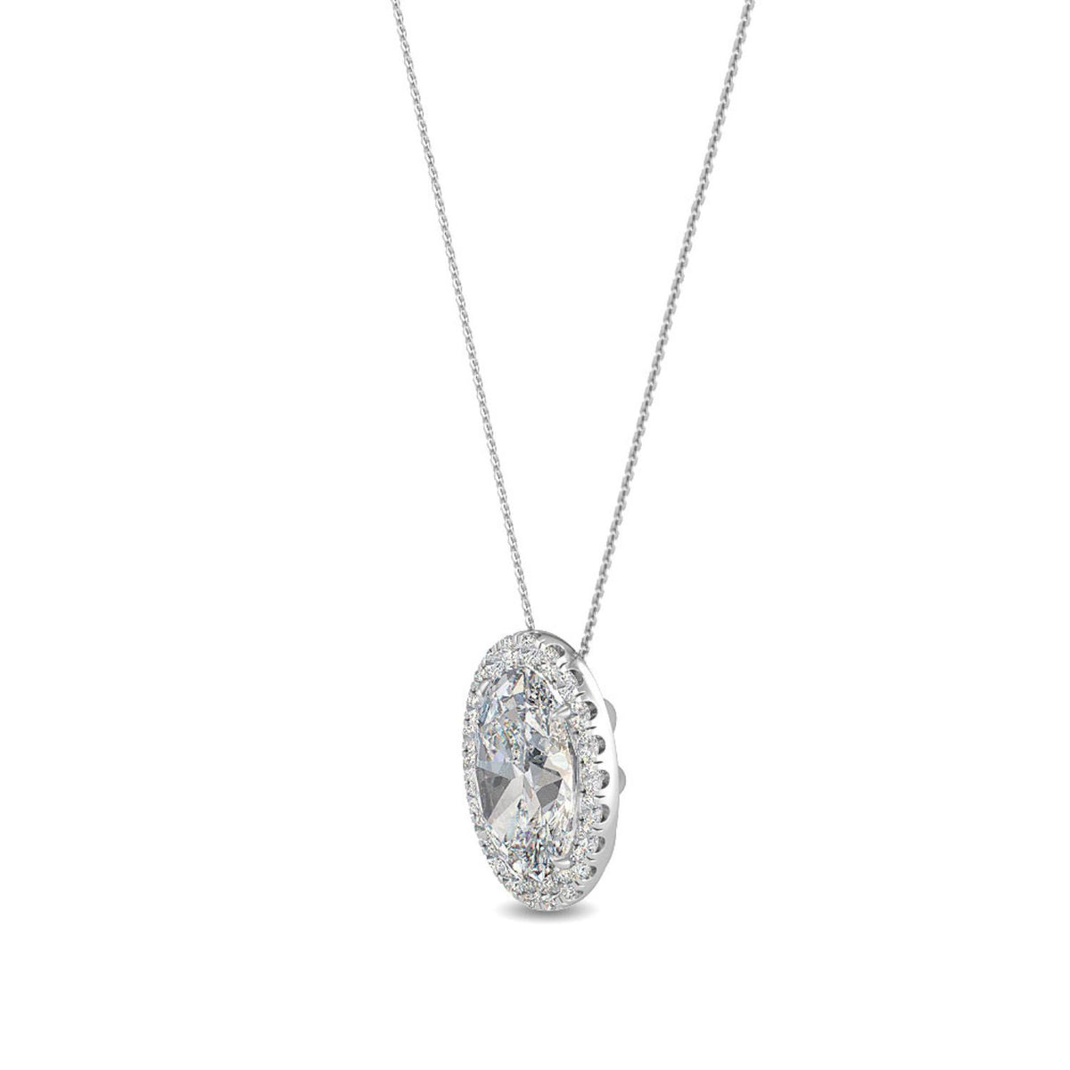 White Gold / 0.80ct Lab Grown Diamond Halo Pendant