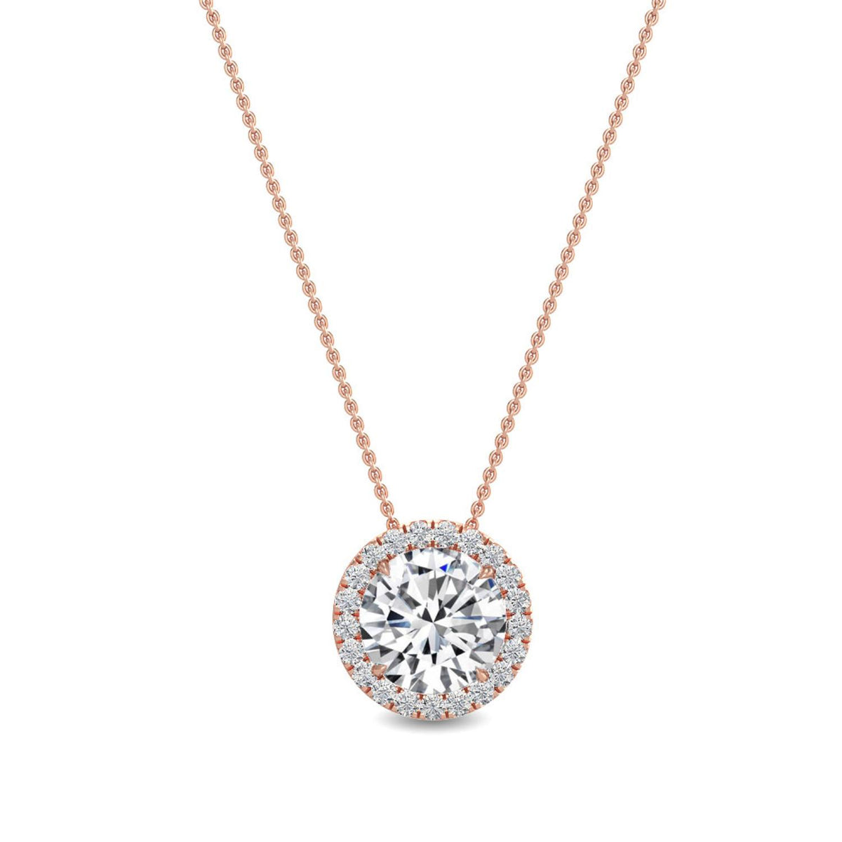 Rose Gold / 0.68ct Lab Grown Diamond Halo Pendant