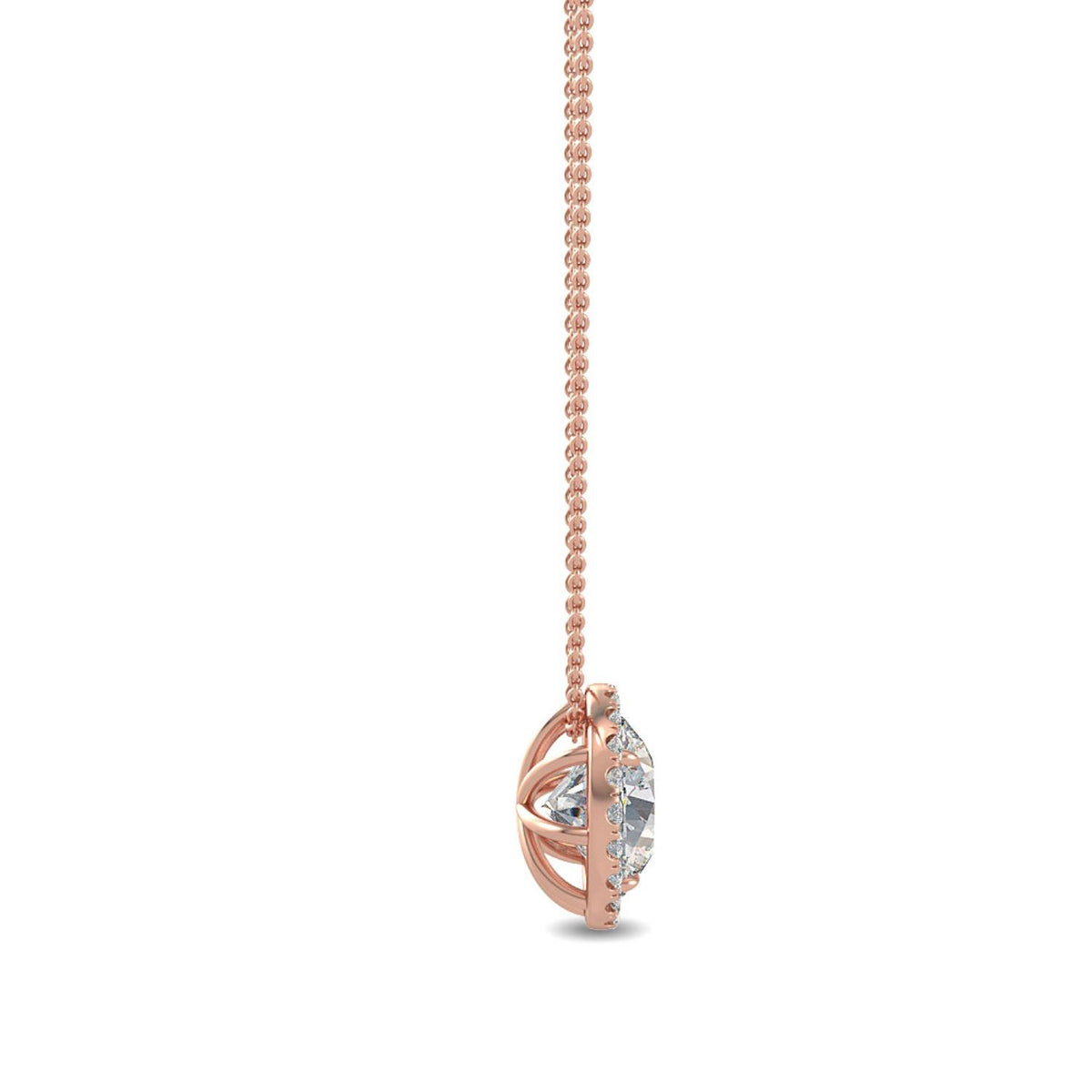 Rose Gold / 0.68ct Lab Grown Diamond Halo Pendant