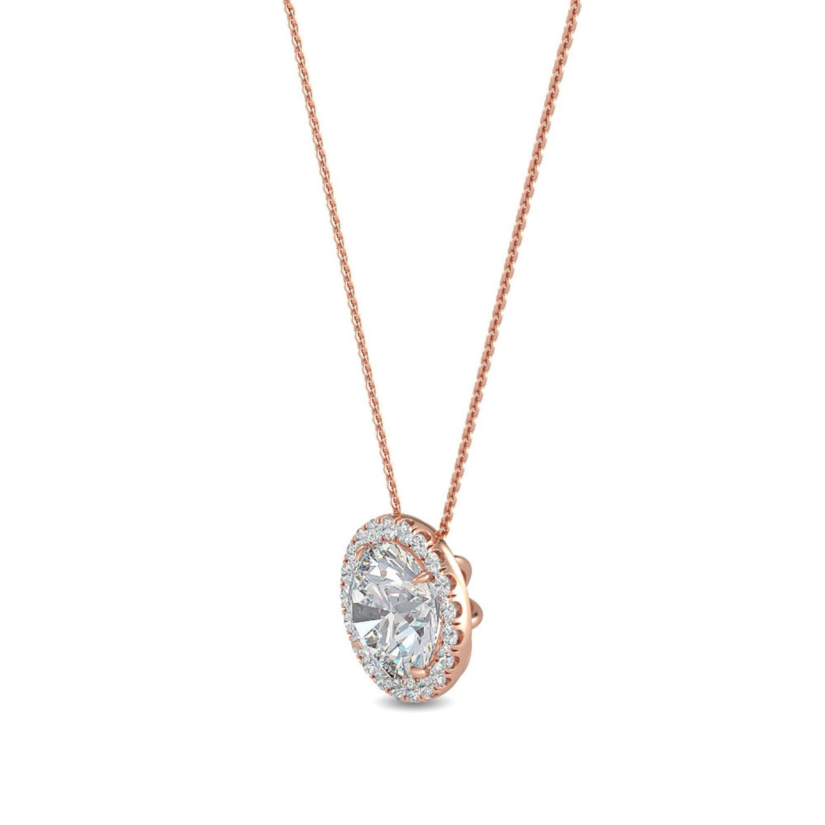 Rose Gold / 0.68ct Lab Grown Diamond Halo Pendant