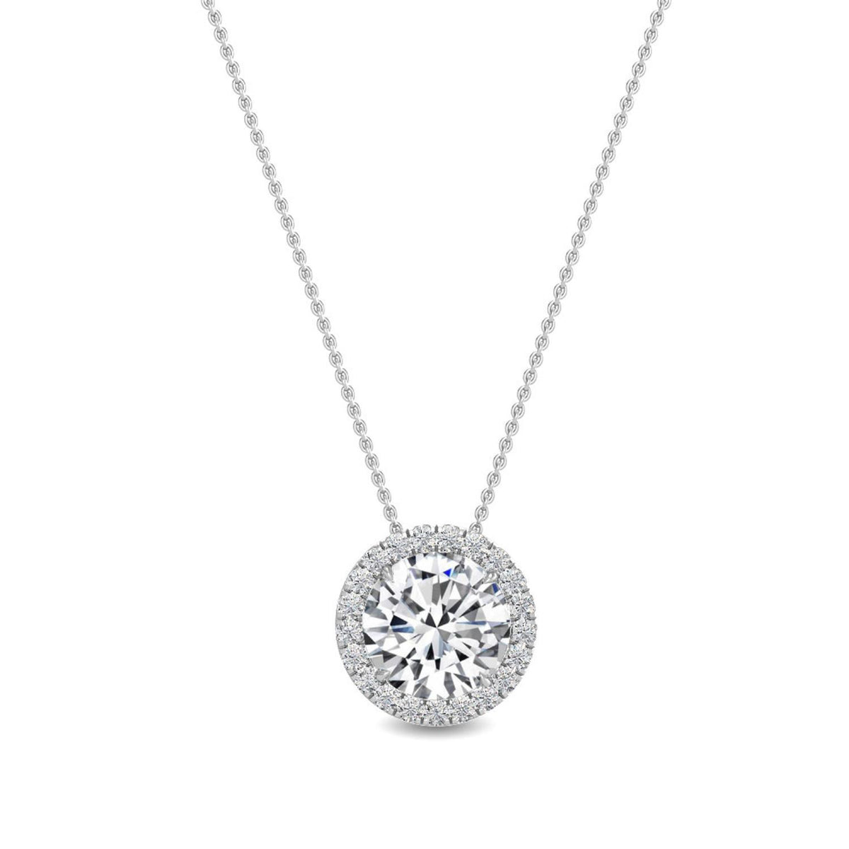 White Gold / 0.68ct Lab Grown Diamond Halo Pendant