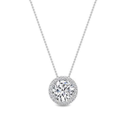 White Gold / 0.68ct Lab Grown Diamond Halo Pendant