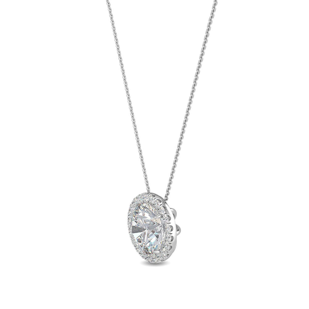 White Gold / 0.68ct Lab Grown Diamond Halo Pendant