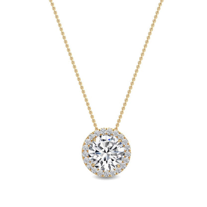 Yellow Gold / 0.68ct Lab Grown Diamond Halo Pendant