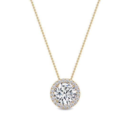 Yellow Gold / 0.68ct Lab Grown Diamond Halo Pendant