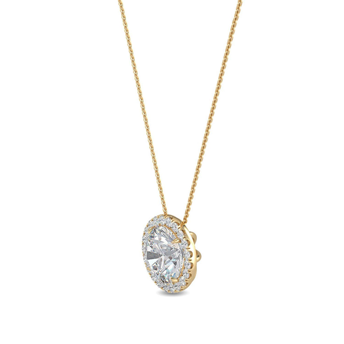 Yellow Gold / 0.68ct Lab Grown Diamond Halo Pendant