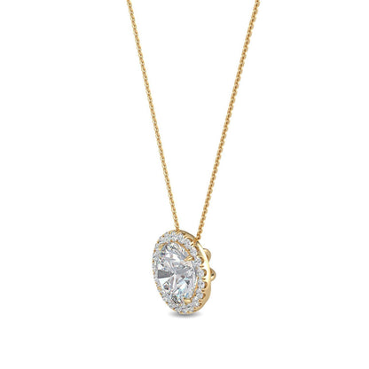 Yellow Gold / 0.68ct Lab Grown Diamond Halo Pendant