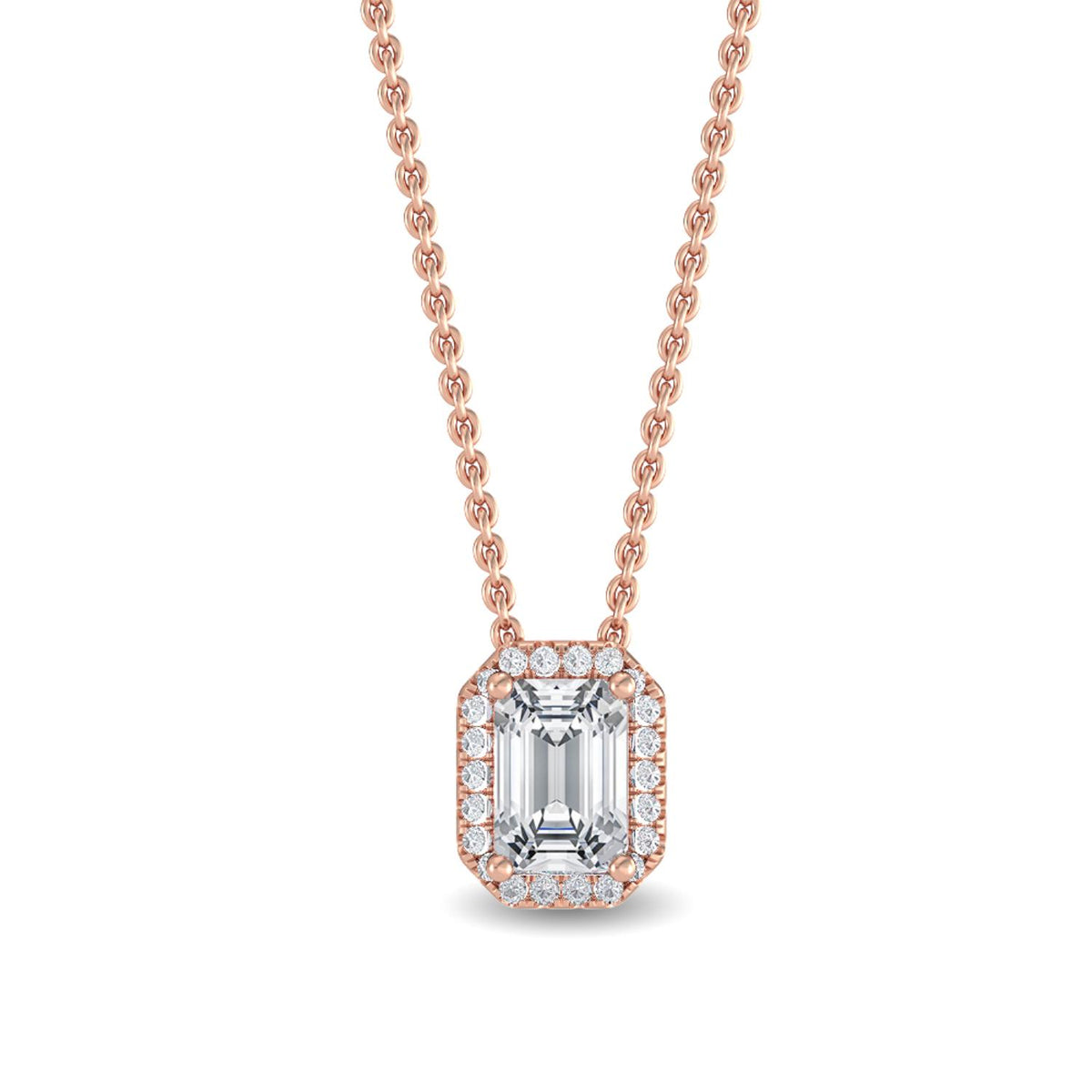 Rose Gold / 0.78ct Lab Grown Diamond Halo Pendant