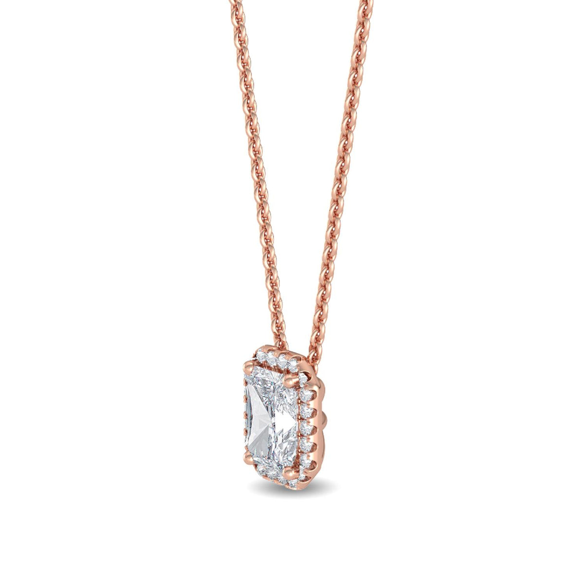 Rose Gold / 0.78ct Lab Grown Diamond Halo Pendant