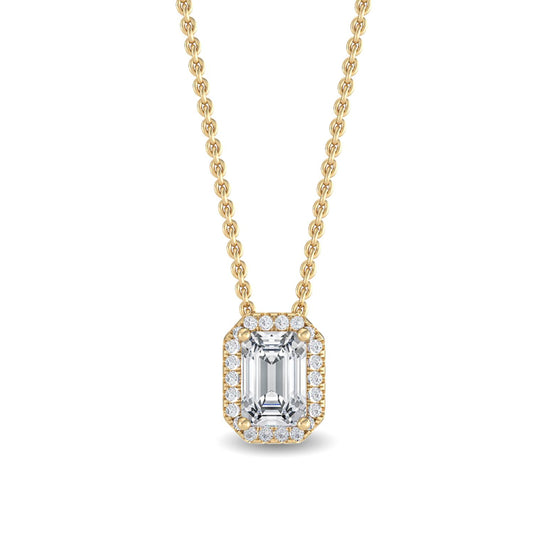 Yellow Gold / 0.78ct Lab Grown Diamond Halo Pendant