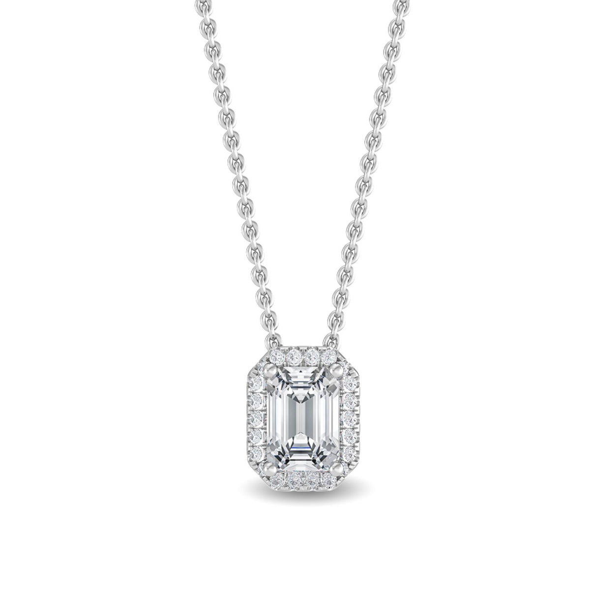 White Gold / 0.82ct Lab Grown Diamond Halo Pendant