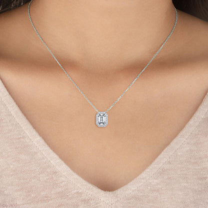 White Gold / 0.82ct Lab Grown Diamond Halo Pendant