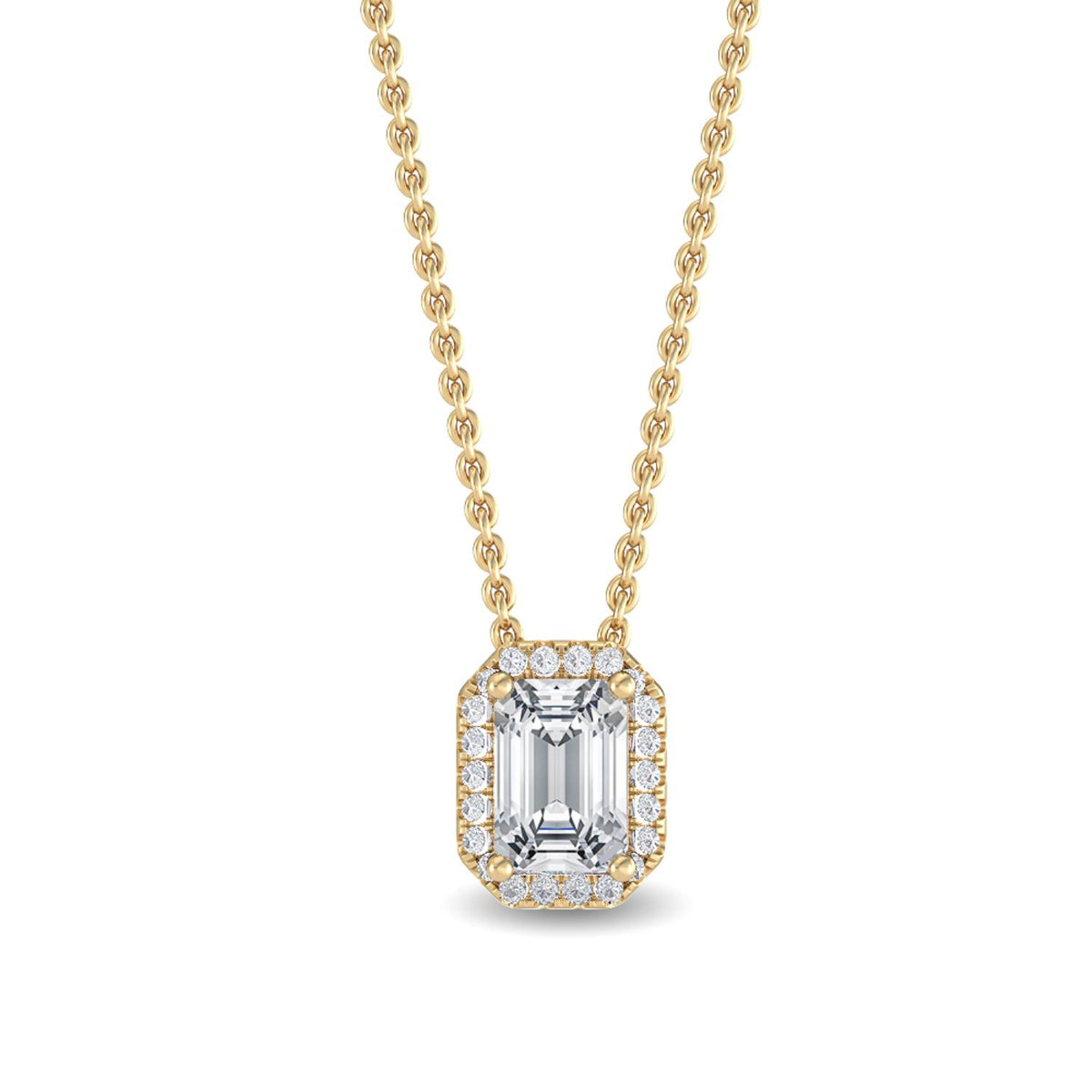 Yellow Gold / 0.82ct Lab Grown Diamond Halo Pendant