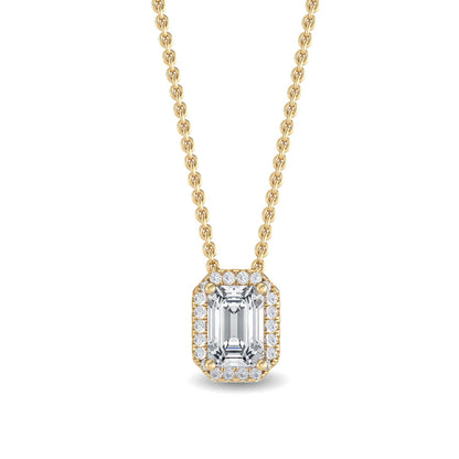 Yellow Gold / 0.82ct Lab Grown Diamond Halo Pendant