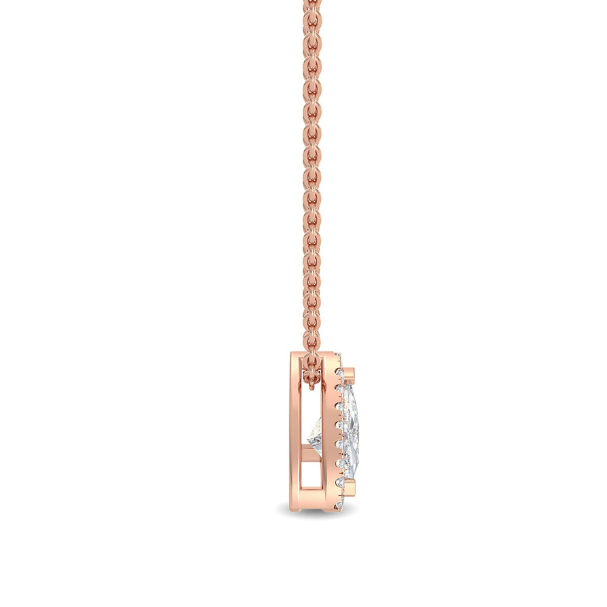 Rose Gold / 0.81ct Lab Grown Diamond Halo Pendant