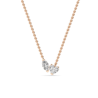 Rose Gold / 0.86ct Lab Grown Diamond Toi et Moi Pendant