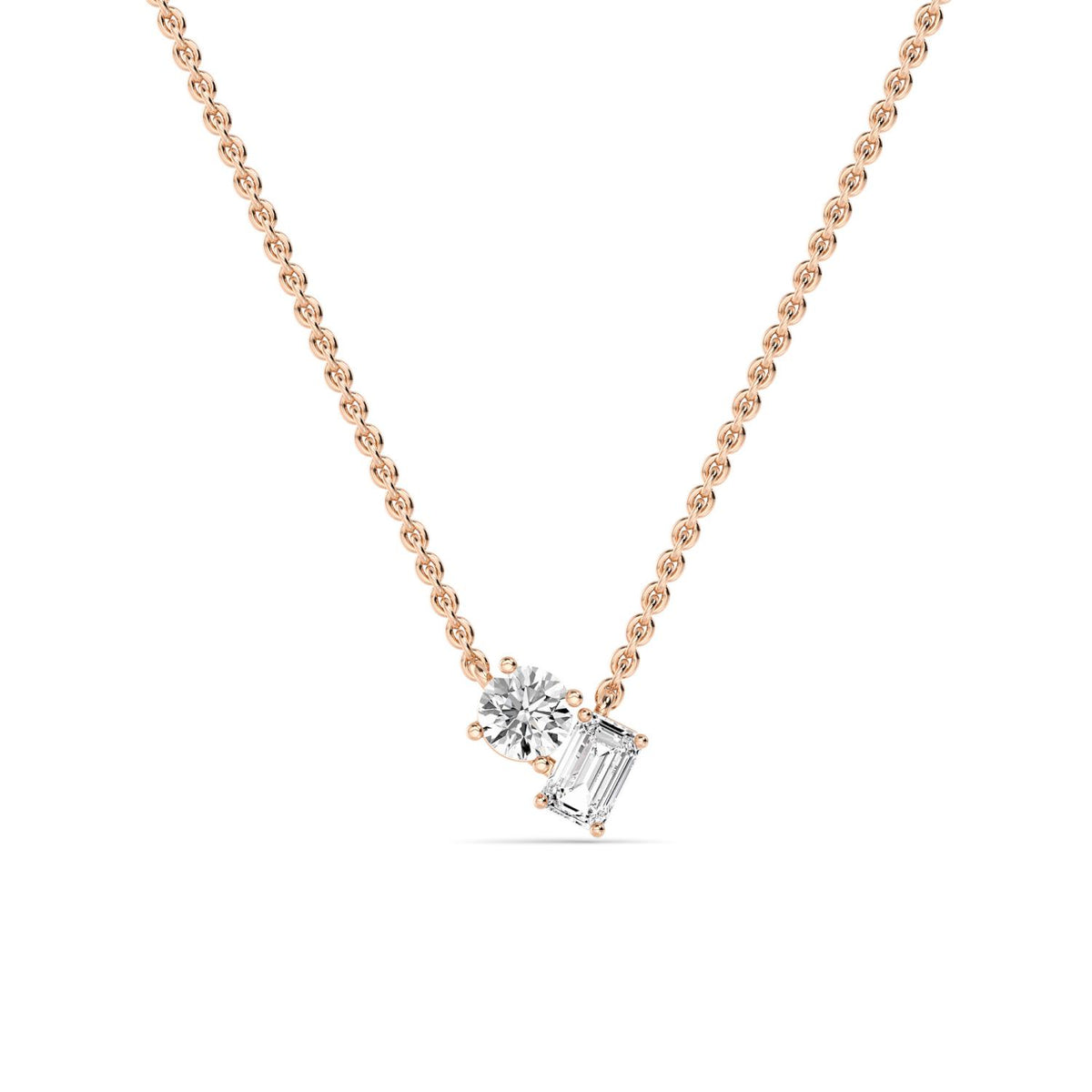 Rose Gold / 0.91ct Lab Grown Diamond Toi et Moi Pendant
