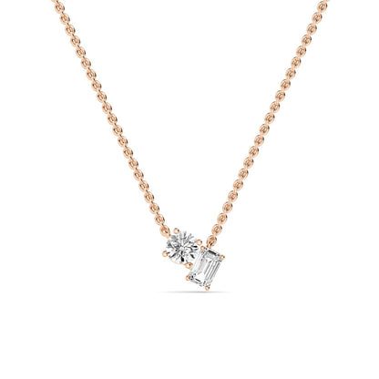 Rose Gold / 0.91ct Lab Grown Diamond Toi et Moi Pendant