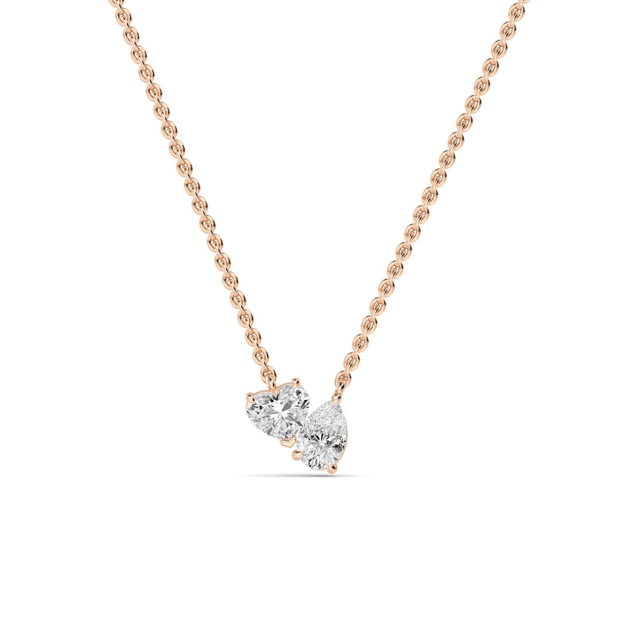 Rose Gold / 0.98ct Lab Grown Diamond Toi et Moi Pendant