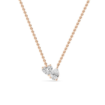 Rose Gold / 0.98ct Lab Grown Diamond Toi et Moi Pendant